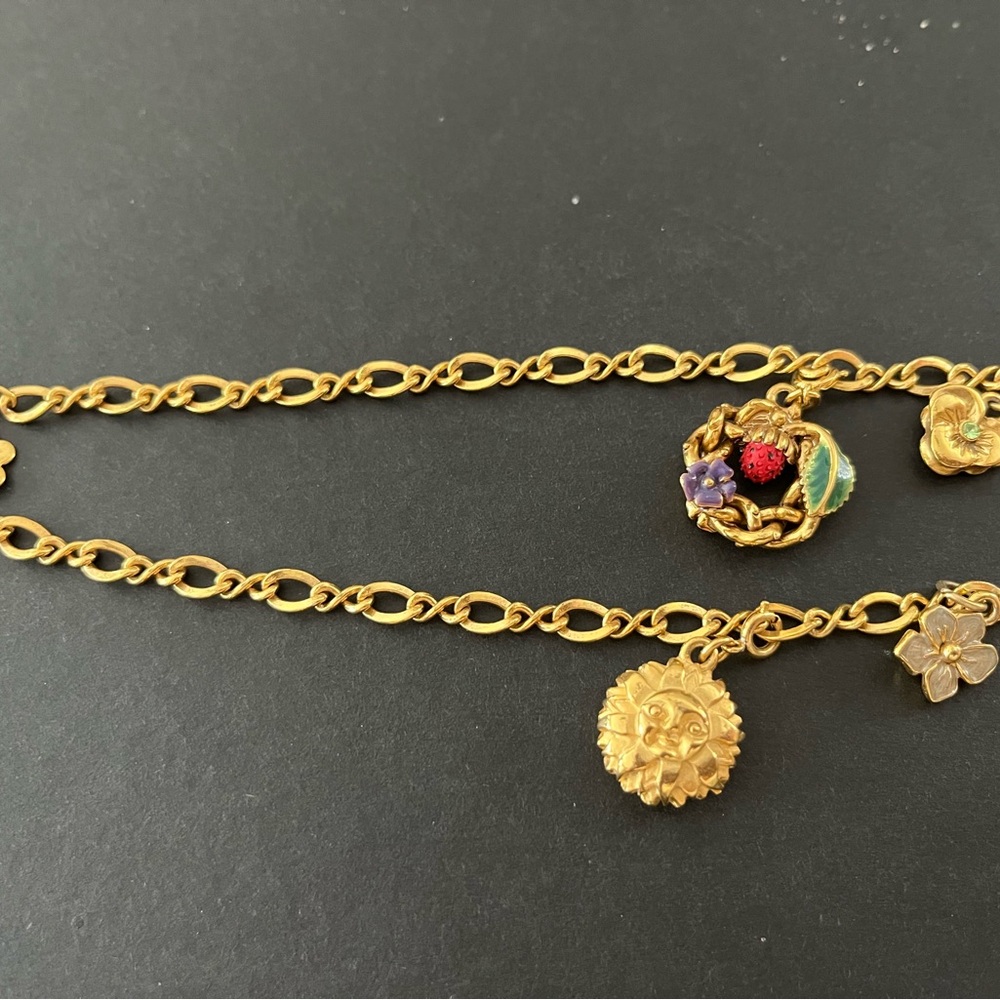 Vintage Joan Rivers Victorian Language of Flowers Necklace with Colorful Charms - Picture 5 of 11
